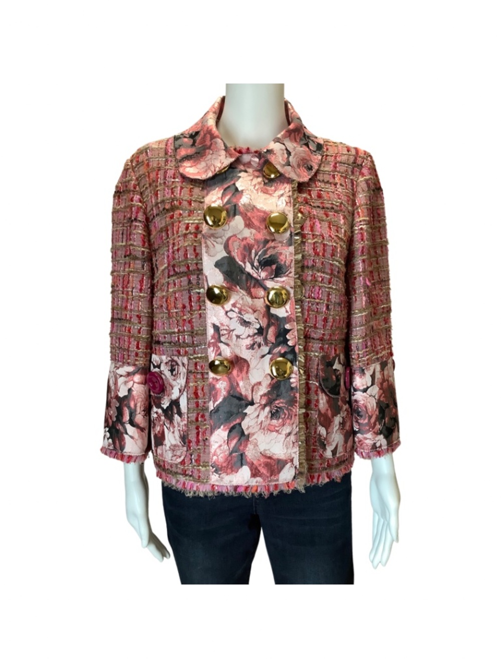 Dolce and Gabbana Authentic Floral Double Breasted Jacket Size 12